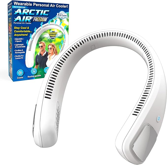 Wearable Neck Fan & Air Purifier | Arctic Air Freedom | USB Rechargeable 3-Speed Personal Cooler for Indoor & Outdoor Use | Random Color